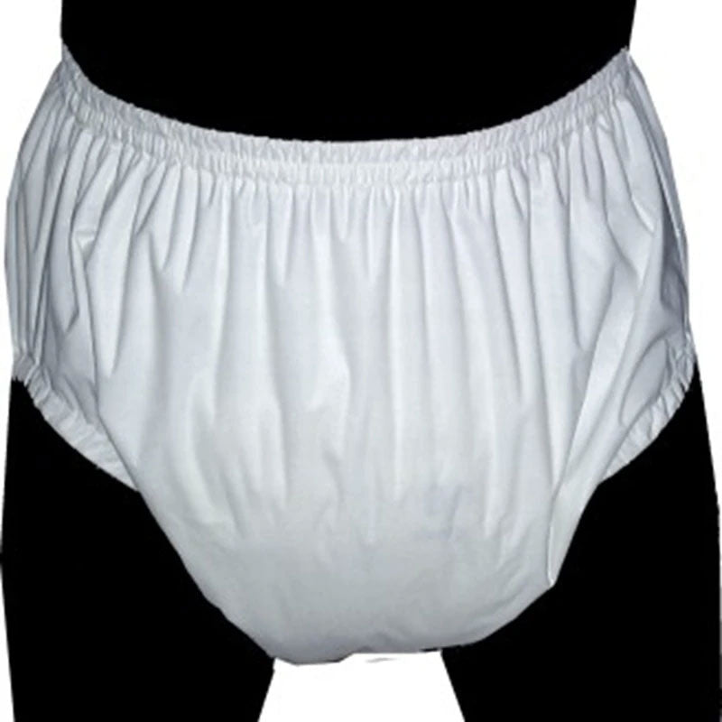 White Popping Plastic Pants PVC Adult Diaper Nappy Incontinence